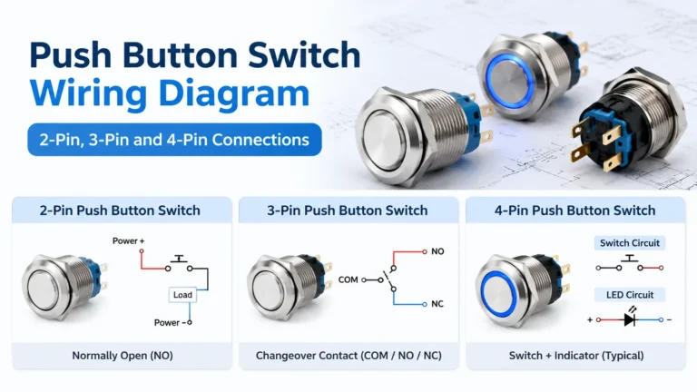 Push Button Switch Wiring Diagram: 2-Pin, 3-Pin and 4-Pin Connections
